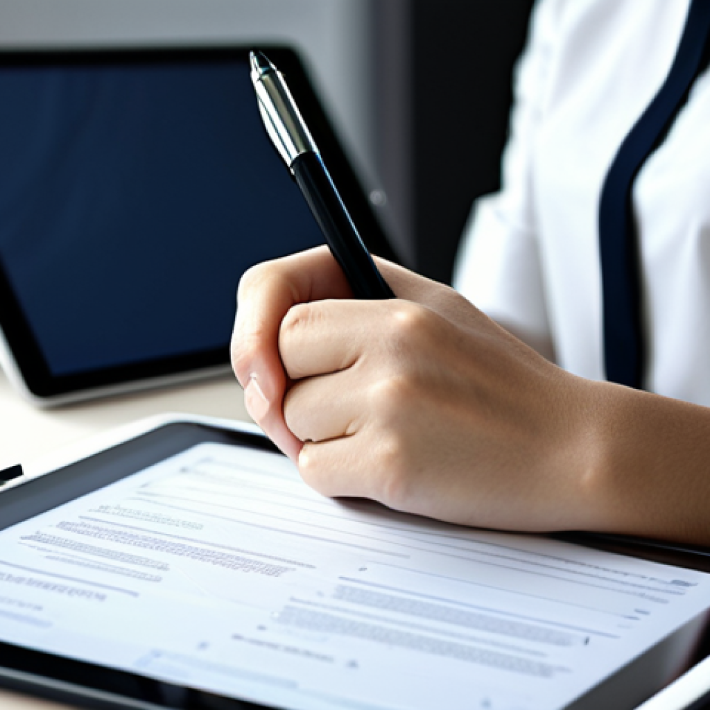 A professional content editor, adult, fully clothed in a modest business casual outfit, sitting at a clean, organized desk in a modern, brightly lit office. They are reviewing a digital document on a tablet, with a traditional notebook and pen nearby, symbolizing the blend of technology and human meticulousness. The pose is natural, showcasing perfect anatomy and correct proportions. Well-formed hands are gently interacting with the tablet screen. The background is blurred, emphasizing the subject. The atmosphere is calm and productive. High-quality professional photography, natural lighting, sharp focus. safe for work, appropriate content, fully clothed, professional, modest, family-friendly.