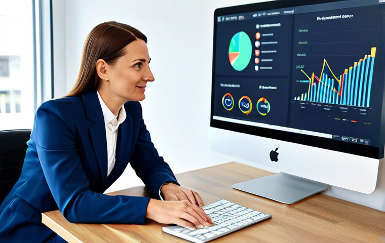A professional Polish businesswoman, mid-30s, in a modest, dark blue business suit, seated at a modern, polished desk in a brightly lit, contemporary office. She is attentively engaged in a one-on-one consultation with an experienced male business mentor, also in professional dress. They are both looking at a large monitor displaying detailed SEO analytics dashboards and strategic content outlines. The atmosphere is collaborative and focused on professional growth. Fully clothed, appropriate attire, safe for work, family-friendly, perfect anatomy, correct proportions, natural pose, well-formed hands, proper finger count, natural body proportions, professional photography, high quality, ultra-detailed.