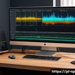Home 15 편집 품질 향상을 위한 팁 - A professional video editor’s workspace showing a high-resolution, color-calibrated monitor displayi...