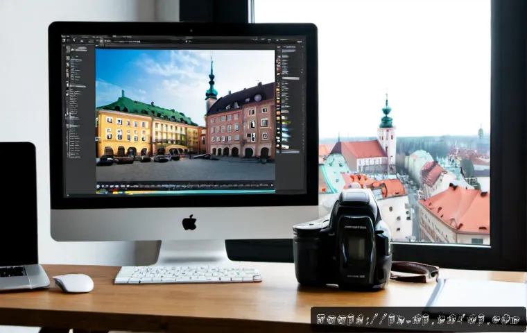 Home 17 편집 및 개선 프로세스의 미래 전망 - Photorealistic modern editorial workspace in Poland, a Polish creative professional reviewing a high...